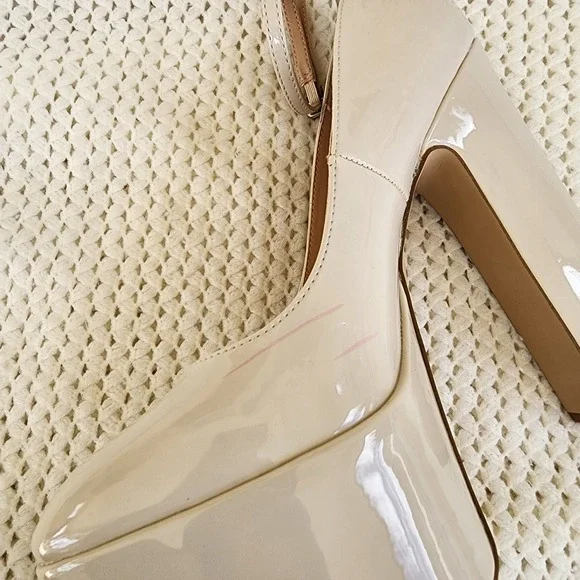 Steve Madden Womens Skyrise Platform Pumps Bone Patent Chunky Heel size 9M - Picture 7 of 9
